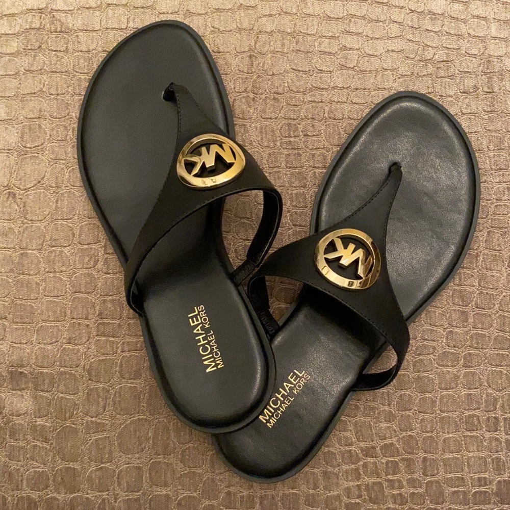 Michael Kors Black Leather Sandals